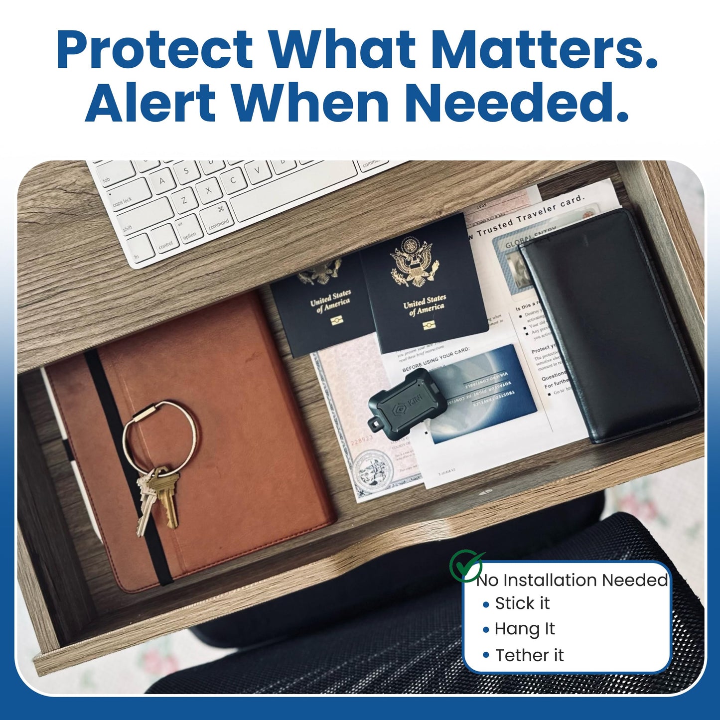 Instant Kini Safe Alert Wi-Fi Motion Sensor Alarm - Real-time SMS, Email, IFTTT - Great for Gun Safes, Cabinets, Office - Easy Install, No