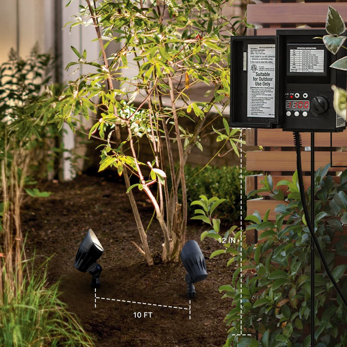 GOODSMANN Low Voltage Landscape Spotlights 5W LED Outdoor Floodlights 2700K Warm White Replaceable LED Outside Hardwired Lighting with Metal Stake