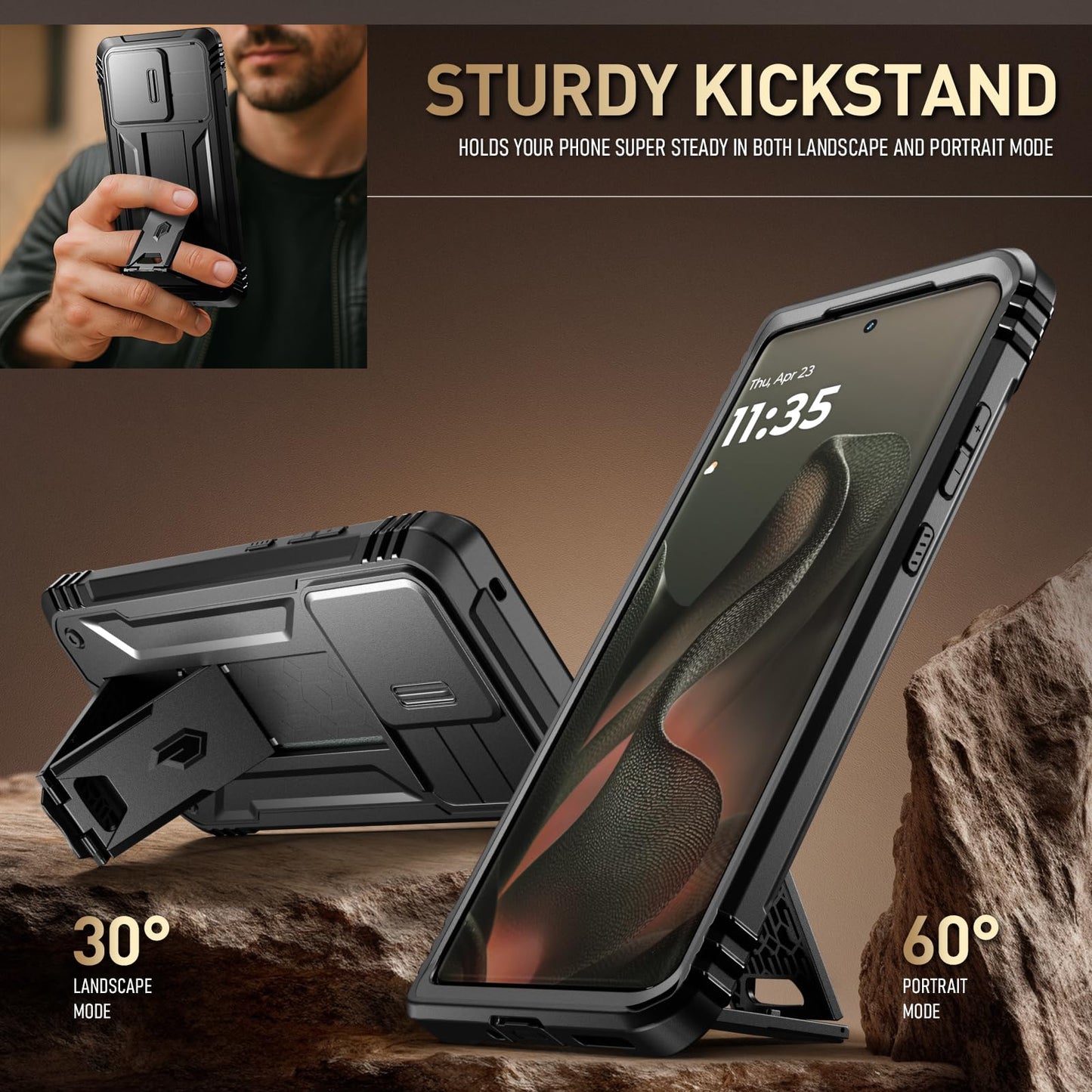 Poetic Revolution Case for Motorola Moto Edge 2025 [Not for 2024 Version], [Slide Camera Cover], Full-Body Military Grade Rugged Shockproof Cover