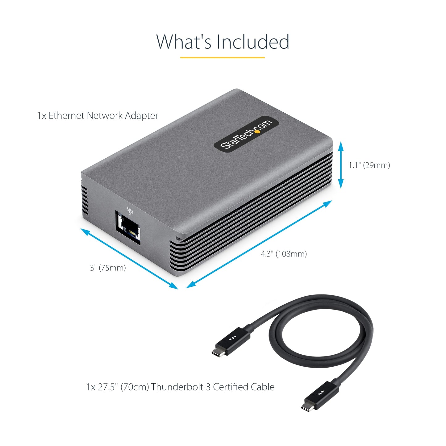 StarTech Thunderbolt 3 to Ethernet Adapter, 10GbE, Win/Mac, TAA (TB310G2)