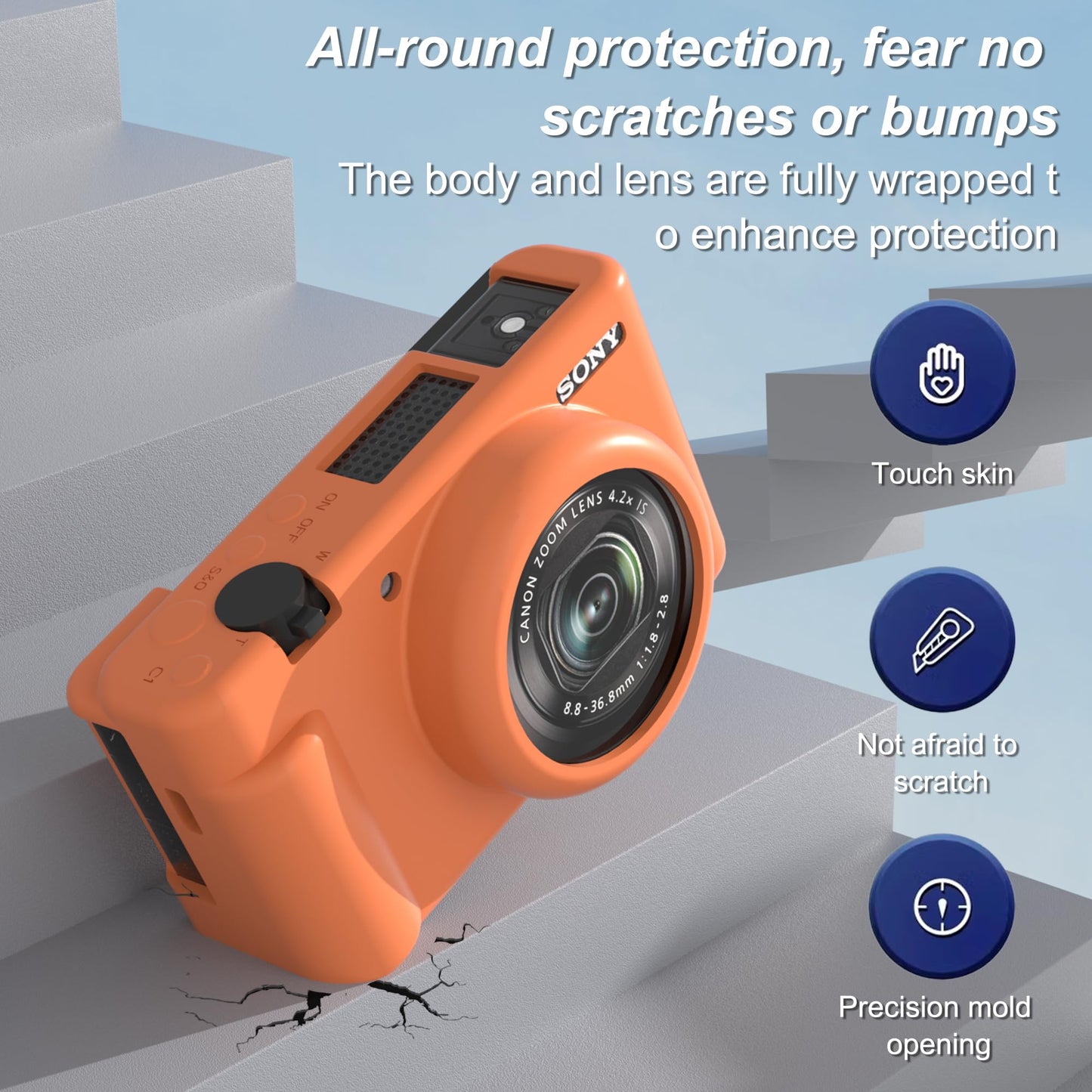 TUOOUT Offers a Silicone Protective case for the Sony ZV-1ii Digital Camera, Complete with a Screen Protector and Lanyard, Making it an Excellent