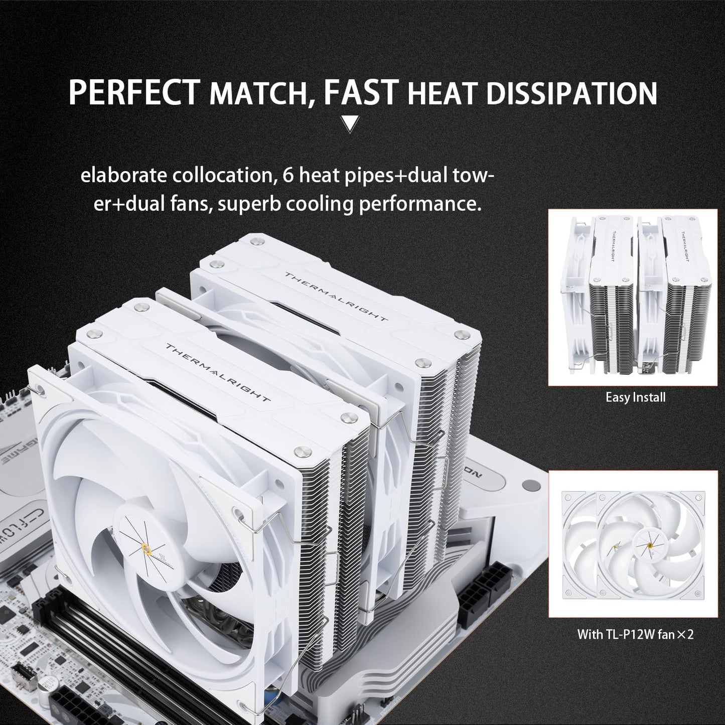 Thermalright Peerless Assassin 120 White V3 CPU Air Cooler, High-Performance Heat Pipes, Dual Towers Cooling, with Dual PWM Fans,Desktop Cooler