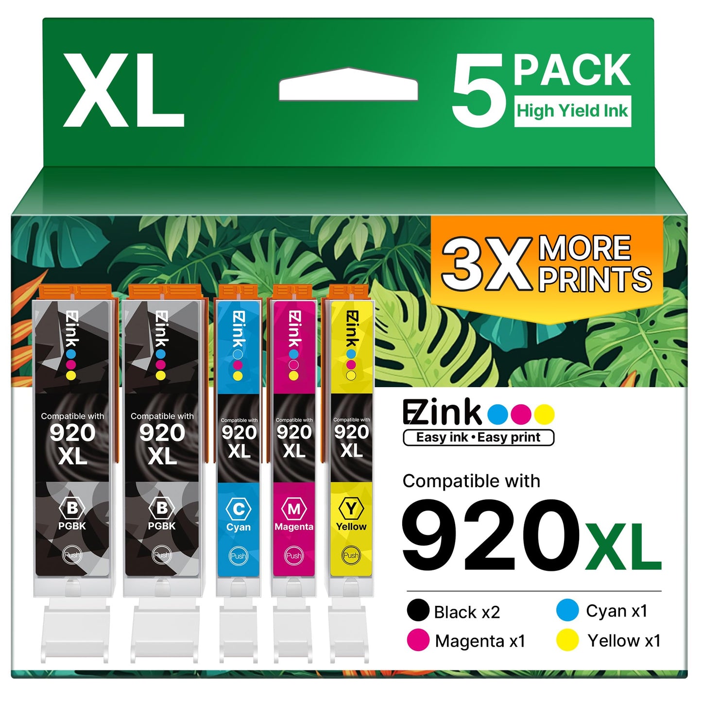 E-Z Ink Compatible 920xl Ink Cartridges Combo Pack Replacement for HP 920XL 920 for use with Officejet 6500 6500A 6000 7000 7500 7500A E709 Printer (2