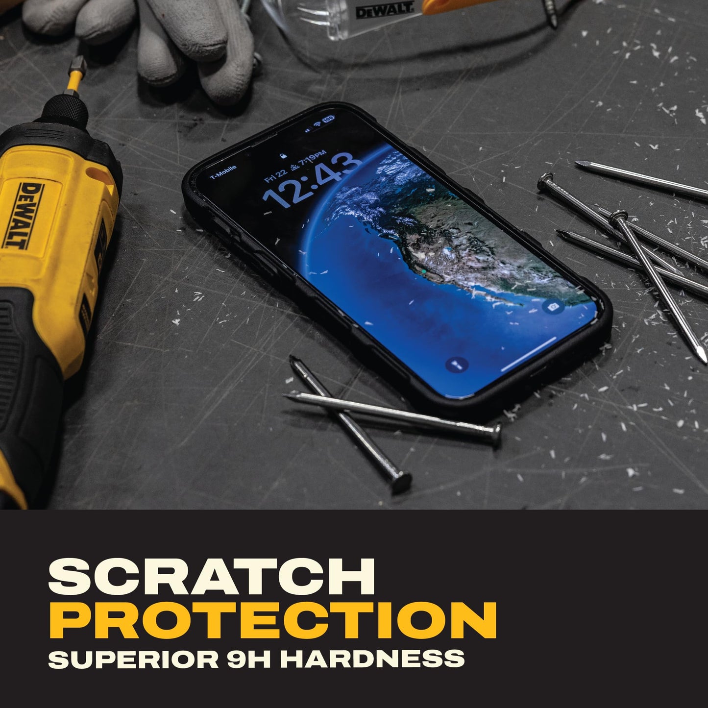 DEWALT Heavy Duty Glass Screen Protector Compatible with iPhone 17 Pro Max, 2 Pack Protective Tempered Glass Screen Shield, Oleophobic Case Friendly