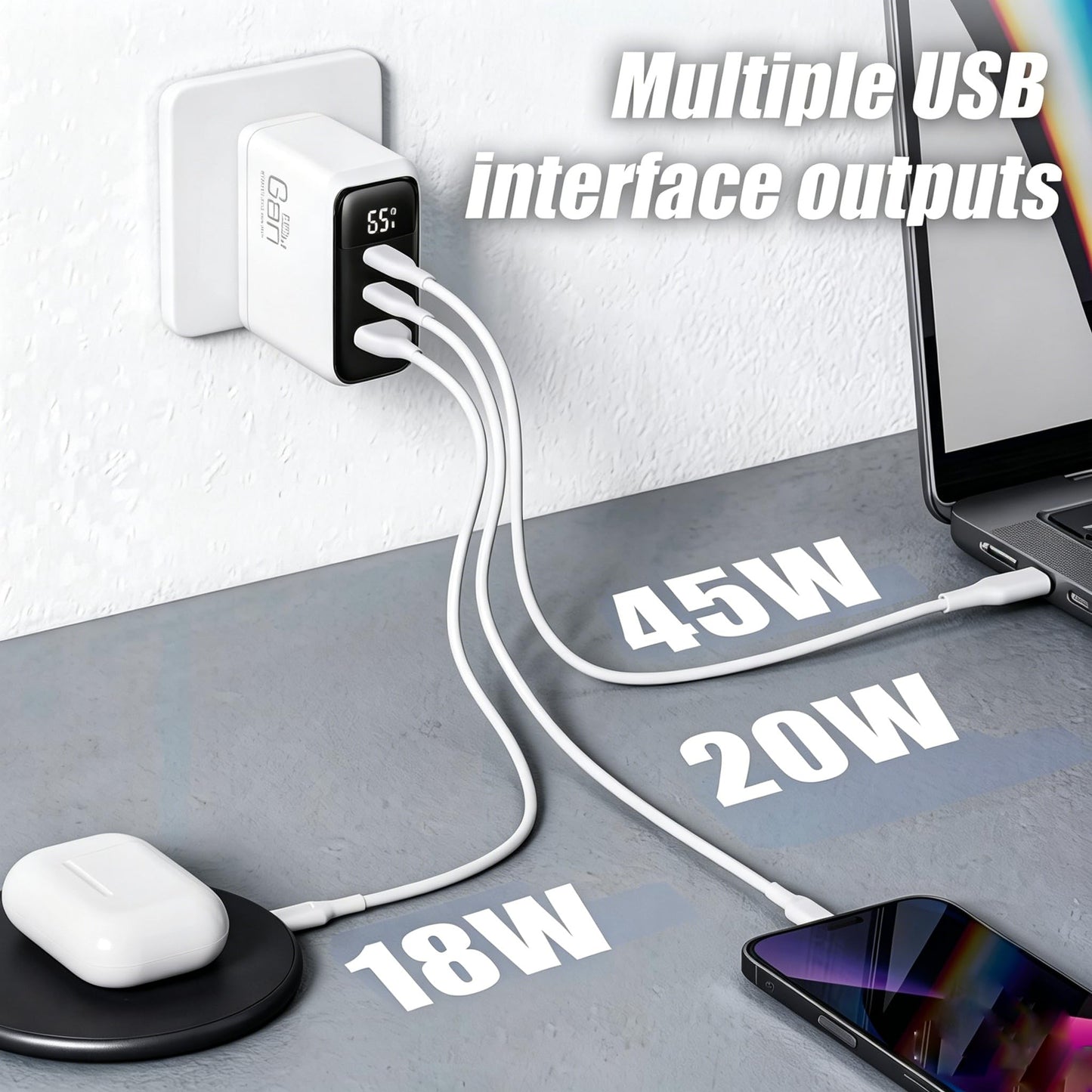 For iPhone 17 Charger Fast Charging - 65W USB C Portable Charger Block with 2 Pack 6FT Fast Charging Cables, Rapid Charger Type C Compatible