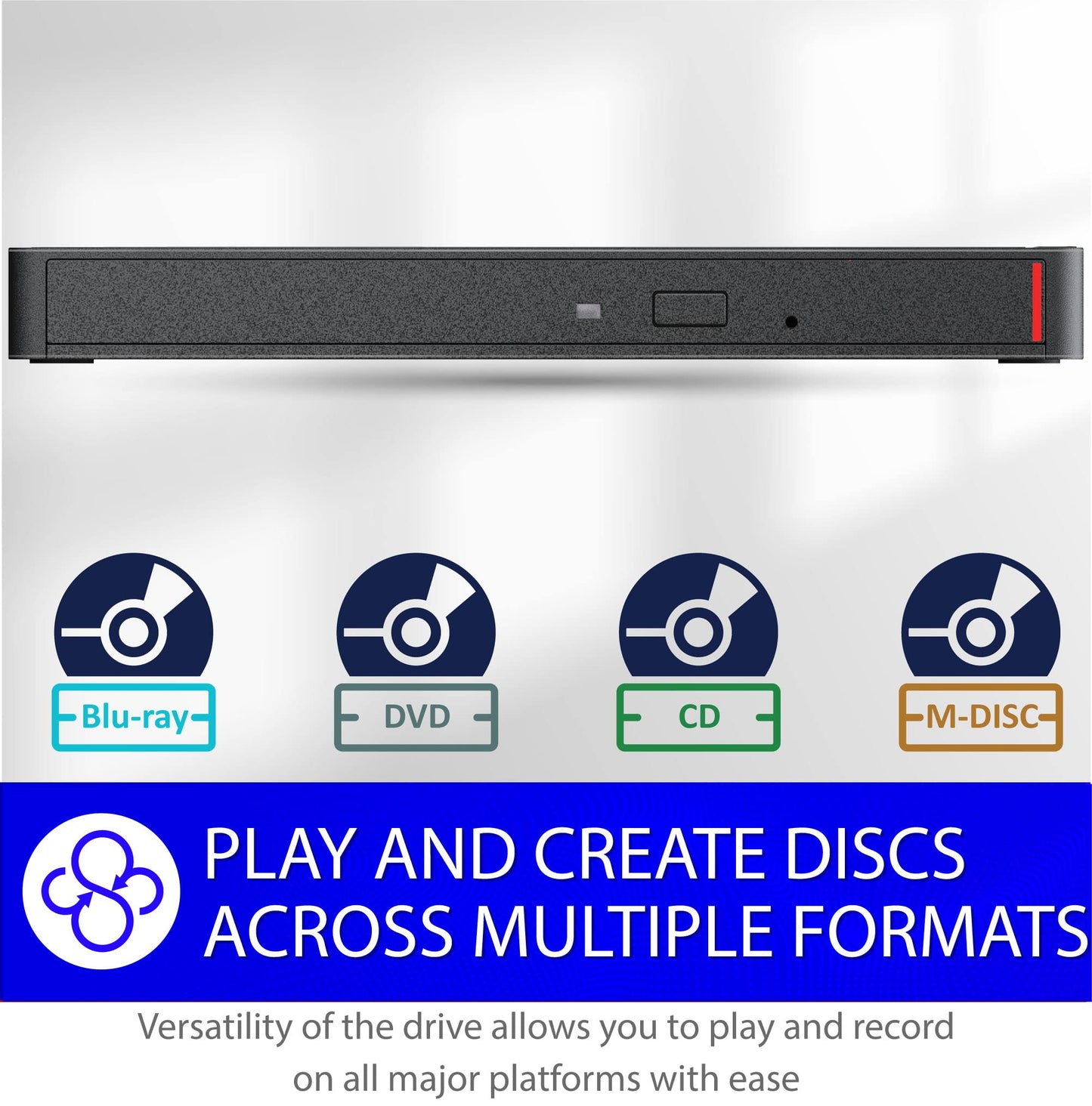 BUFFALO 6X Portable Blu-ray Drive, TAA-Compliant, Read/Write, Plays and Burns BD/DVD/CD, USB 3.2 (Gen 1) Type-A/Type-C, Compatible with Mac/PC/Win 8 /