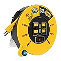 Camco 30-Ft 10 Amp RV Extension Cord Reel - Rated for 125V / 1,250W - Features 4 125V Electrical Outlets & 2 USB Ports - Includes On/Off Switch &