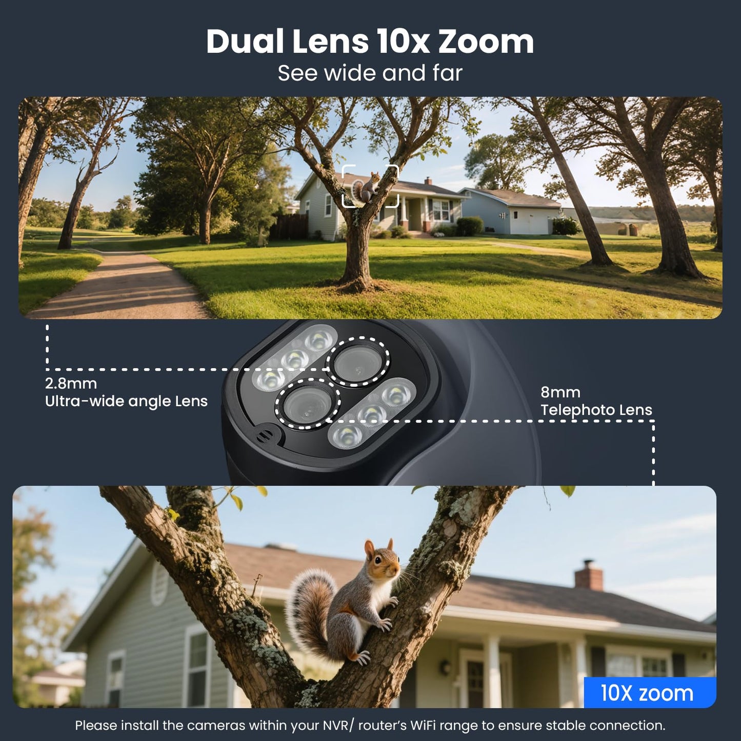 xmartO 10X Zoom Security Camera, 6MP HD Wireless PTZ Home Security System for Indoor Outdoor Surveillance, Security Camera System with Auto Tracking