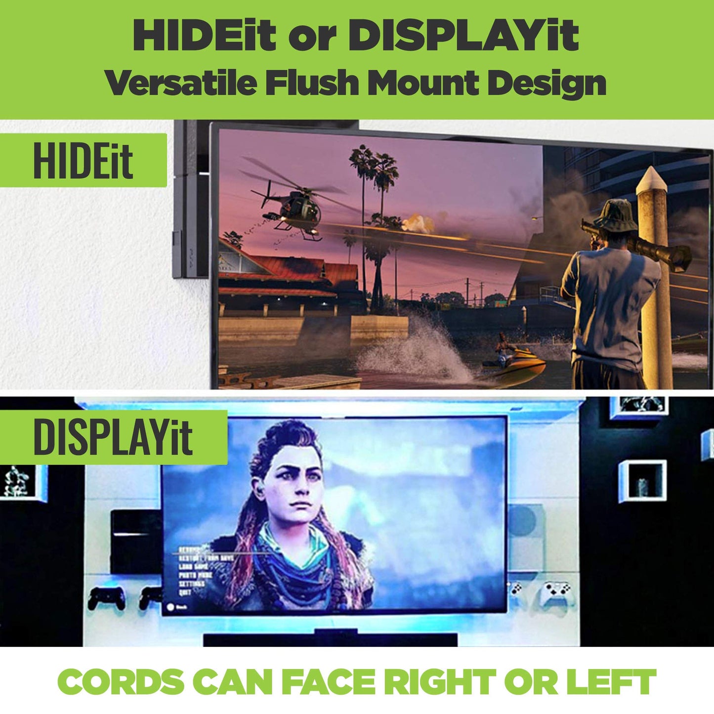 HIDEit Mounts 4 Wall Mount for Original PS4 - Patented in 2016, Made in USA - Black Steel Wall Mount for PS4 Original to Safely Store PS4 Console Near