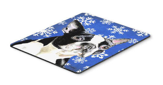 Caroline's Treasures SC9360MP Boston Terrier Winter Snowflakes Holiday Mouse Pad, Hot Pad or Trivet for Home Office Gaming Working Computers Laptop