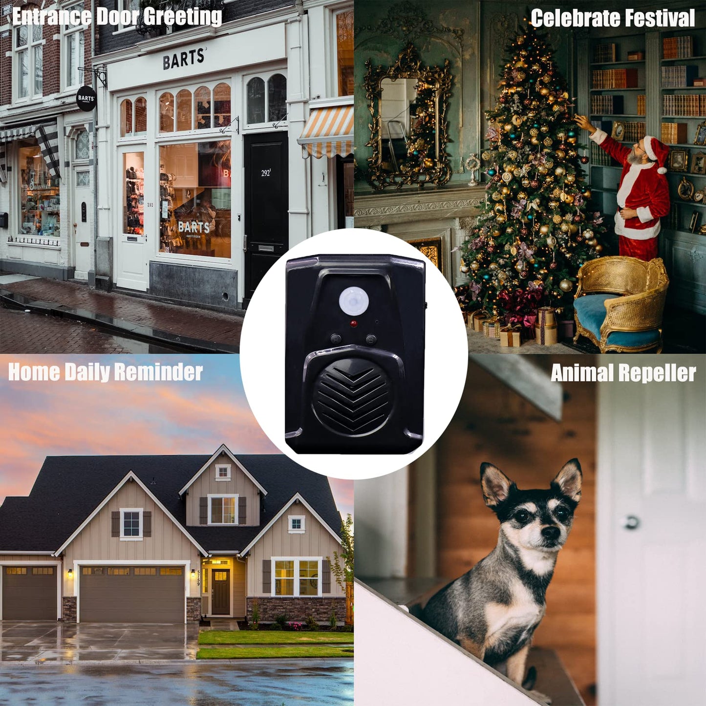 PIR Motion Sensor Activated Sound Player Speaker with USB Cable, Download Your own MP3 Audio Files to Play Speech, Music or Sound Effects (Black)