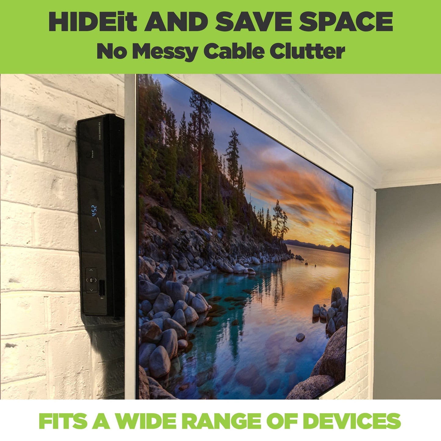 HIDEit Mounts Uni-M PS3 Slim Wall Mount - American Company - Keeps the Console Cool - Heavy Steel Cable Box Holder - Behind TV Satellite Receiver