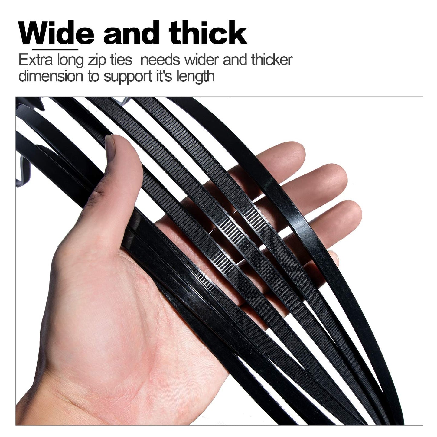Dtlpty limited Extra Large Zip Ties Long Cable Ties Big Heavy Duty Outdoor Plastic Ties Thick 48 Inch 200 Lb,14 Pack