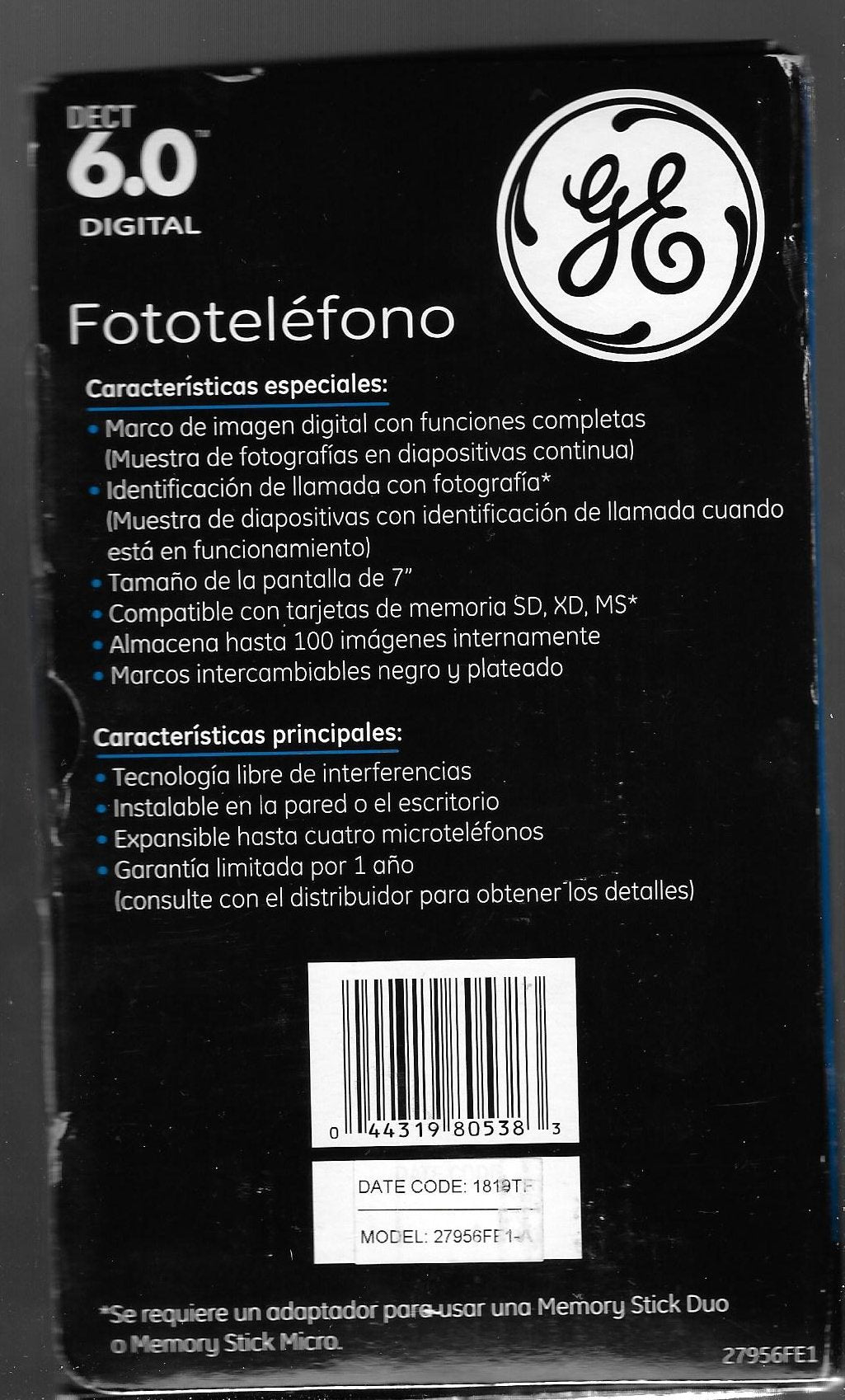 GE 27956FE1 Dect 6.0 Photo Phone with Photo CID