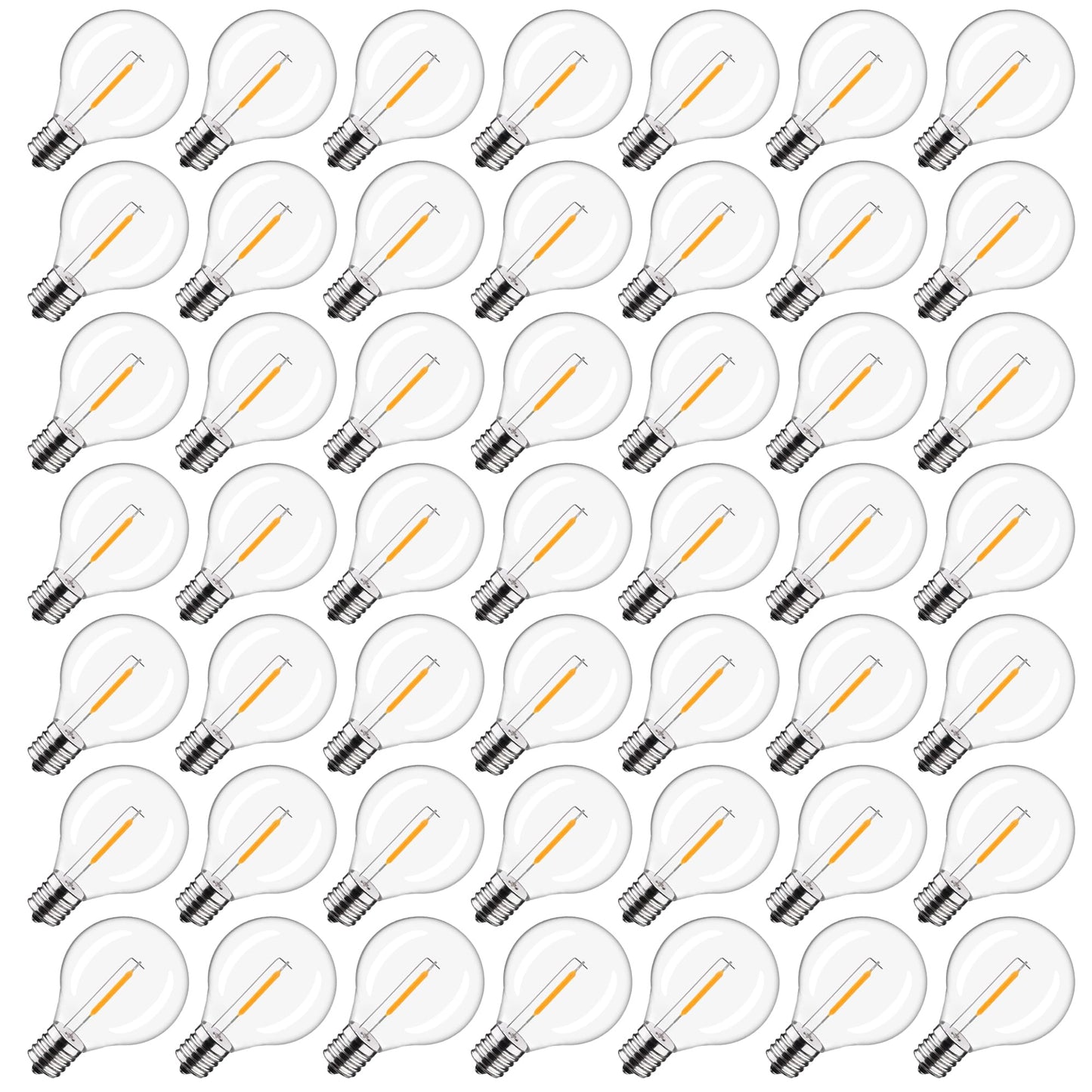 FUTIME 50Pack Shatter Resistant G40 Replacement LED Light Bulbs, Warm 2200K