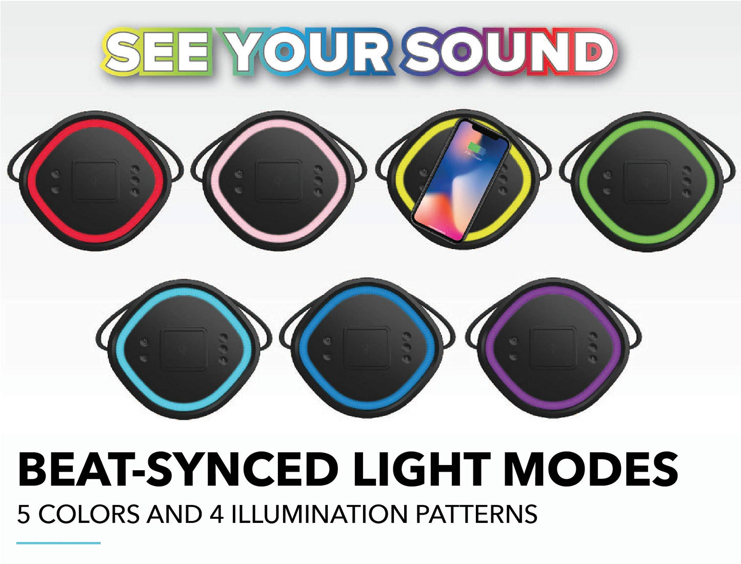 Altec Lansing Soundbucket XL - Waterproof Bluetooth Speaker with Customizable LED Lights, Qi Wireless Charging, 20 Hours Playtime & 100 Foot Range