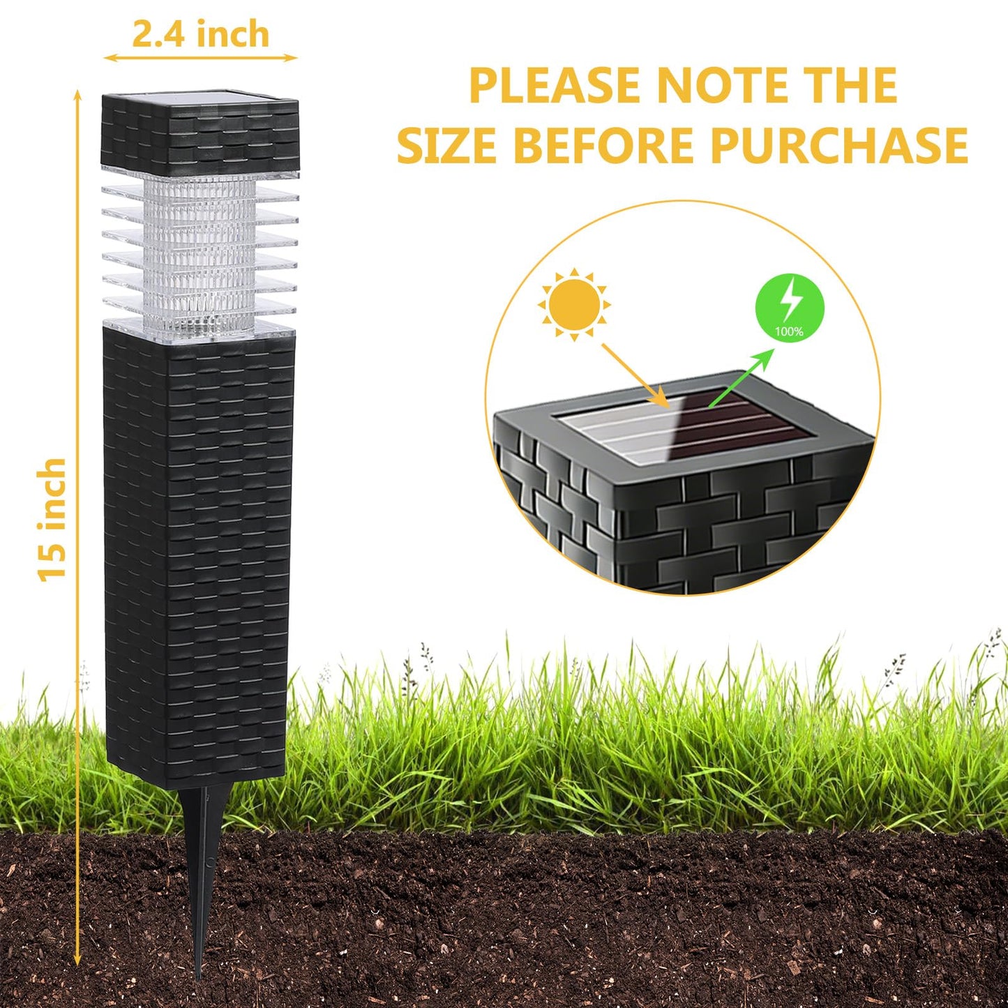SUNNYPARK Solar Pathway Lights Outdoor, 8 Pack Rattan Pattern Solar Path Lights Waterproof, Outdoor LED Landscape Lights for Walkway, Driveway, Patio