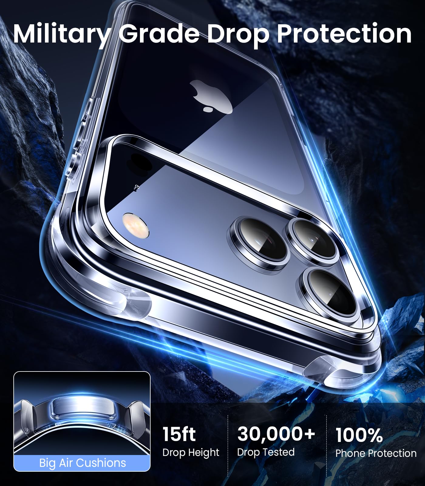 Mkeke for iPhone 17 Pro Max Case Clear, [Not Yellowing] [Military-Grade Drop Protection] Protective Clear for Apple 17 Pro Max Case with Shockproof