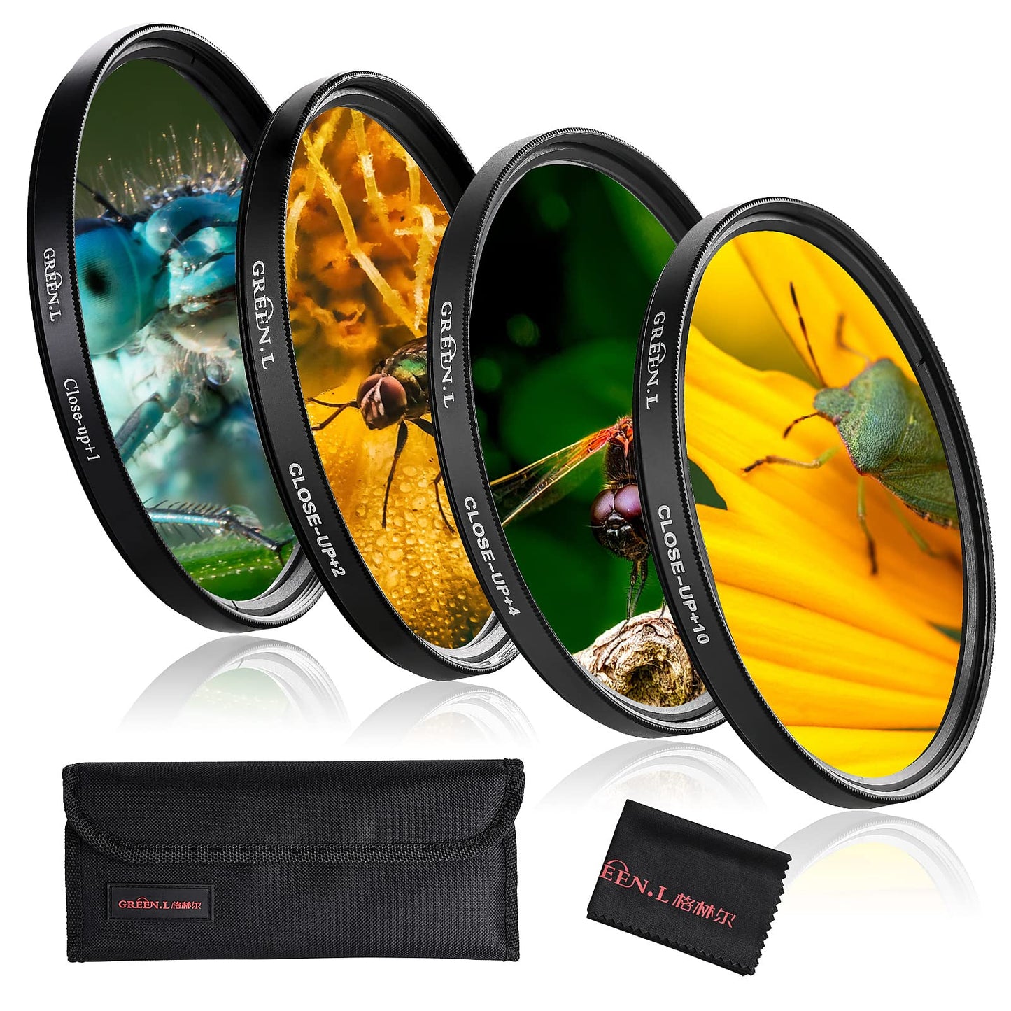 GREEN.L 58mm Close-up Filter Set(+1,+2,+4,+10), Professional Macro Filter for Camera Lens