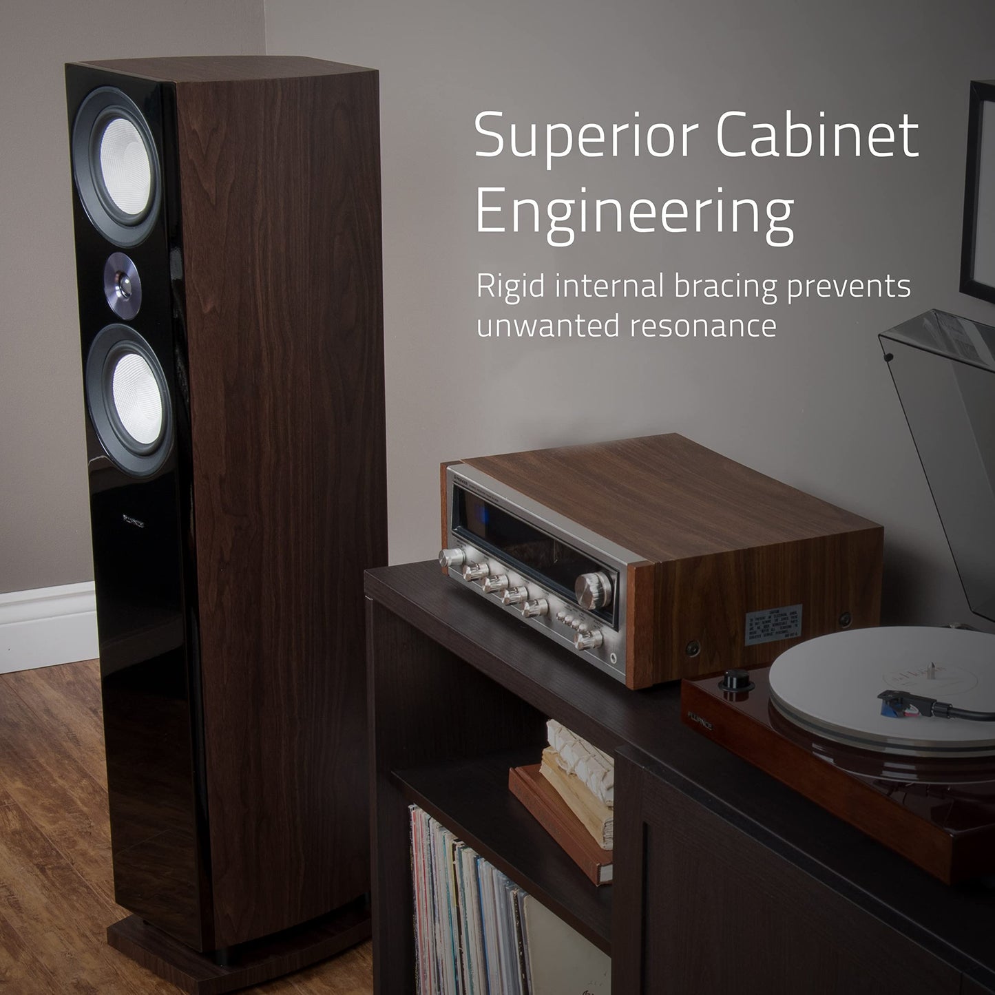 Fluance Reference High Performance 2-Way Center Channel Speaker for Enhanced Dialogue and Vocals in Home Theater Surround Sound Systems - Walnut