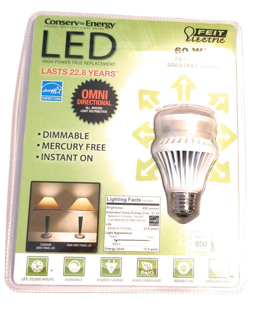 Feit Electric PerformanceLED 13.5 Watt LED Omni - 60W Incandescent Dimmable Replacement Bulb