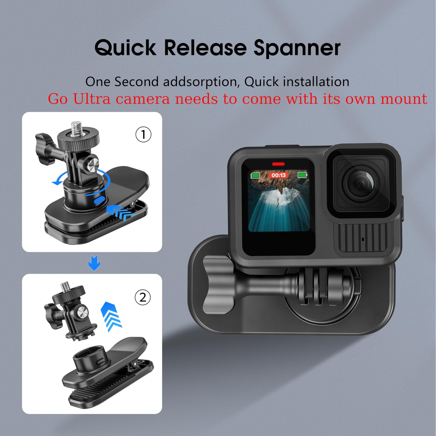 Backpack Strap Quick Clip Mount for DJI Osmo 360 Action 6 5 Nano for Insta360 Go Ultra X5 X4 for Gopro Hero 13 12 11 10 MAX 2, 360° Rotation Magnetic