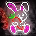 Easter Neon Sign for Wall Decor Bunny Neon Light Carrot Led Sign Carrot Rabbit Neon Neon Light Up Sign for Party Wall Decoration Home Room Children'S