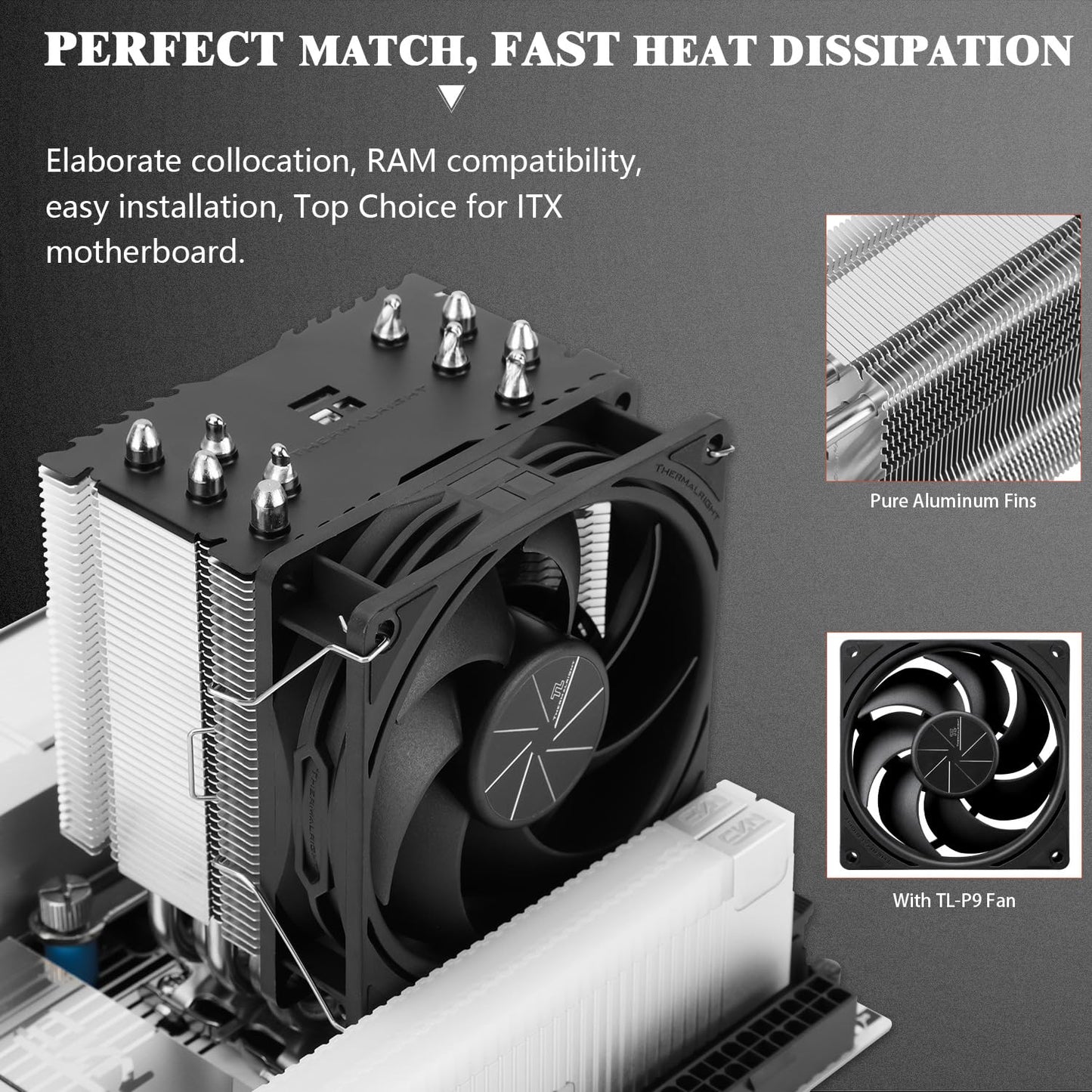 Thermalright Assassin King 90 V2 CPU Air Cooler, 5 Heat Pipes, 92mm PWM Quiet Fan CPU Cooler with 2200RPM Speed, for AM4/AM5,Intel