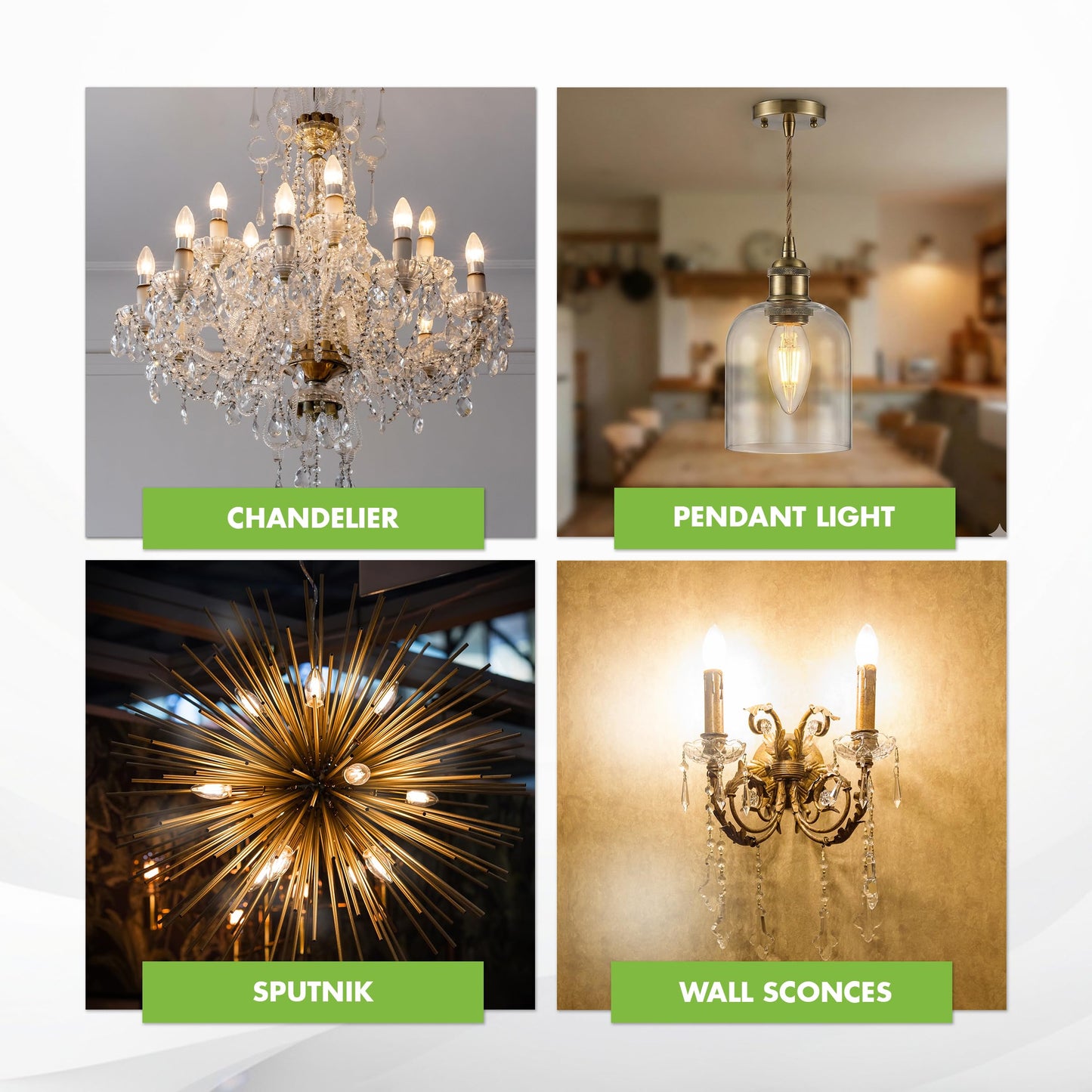 KOR E12 LED Candelabra Bulbs, Dimmable 60W Equivalent, 12 Pack