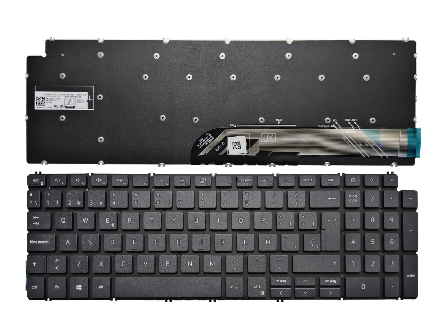 Laptop Spanish Keyboard Compatible for Dell Inspiron 5502 5509 5505 5509 5510 5590 5591 5584 Latitude 3510 e3510c 0V3D36 Black No Backlit