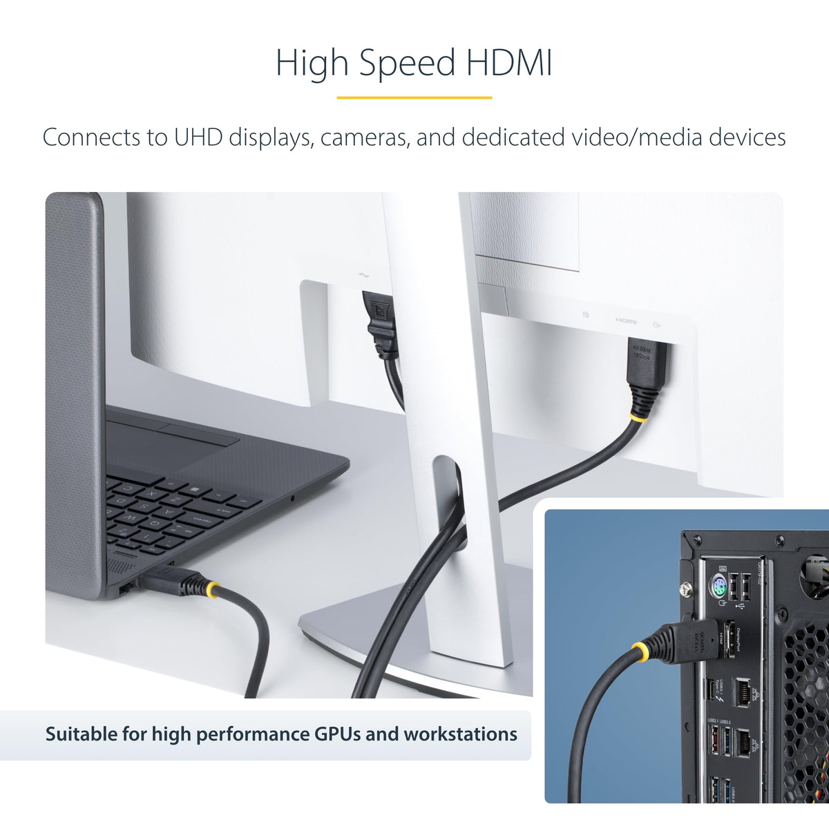 StarTech 1ft High Speed HDMI Cable, 4K 60Hz, 18Gbps, Certified