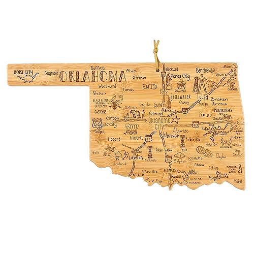 Totally Bamboo Destination Oklahoma State Shaped Cutting Board, Charcuterie and Cheese Serving Board - Oklahoma Gift for Home Décor or Everyday…