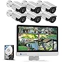 4COVR PoE Security Camera System with Monitor, AI Human/Vehicle Detection, 8CH 8MP NVR with Monitor Pre-Installed 2TB HDD, 6Pcs 5MP Wired Bullet IP