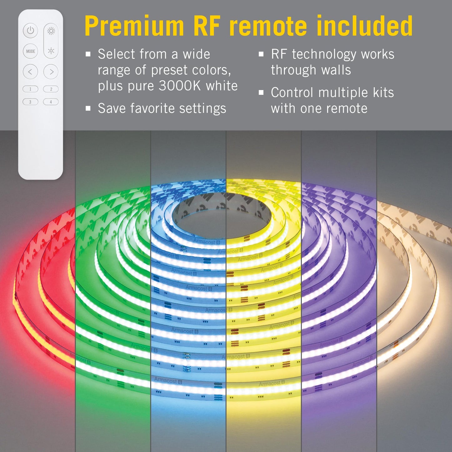 Armacost Lighting RibbonFlex Lux 24V RGB+W COB LED Strip Light Kit 623500N
