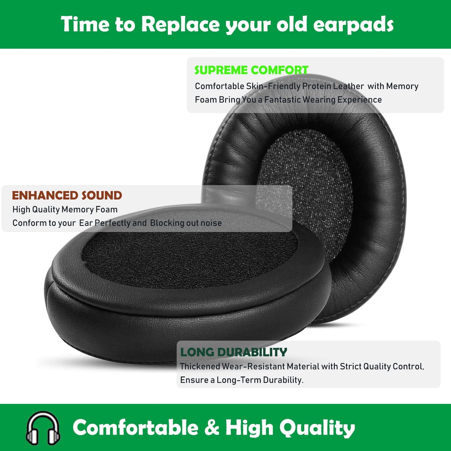 HDR120 Headphone Earpads Replacement Compatible with Sennheiser HDR120 RS120 RS110 HDR110 Headphone Headset Ear Cushions with Premium Protein Leather