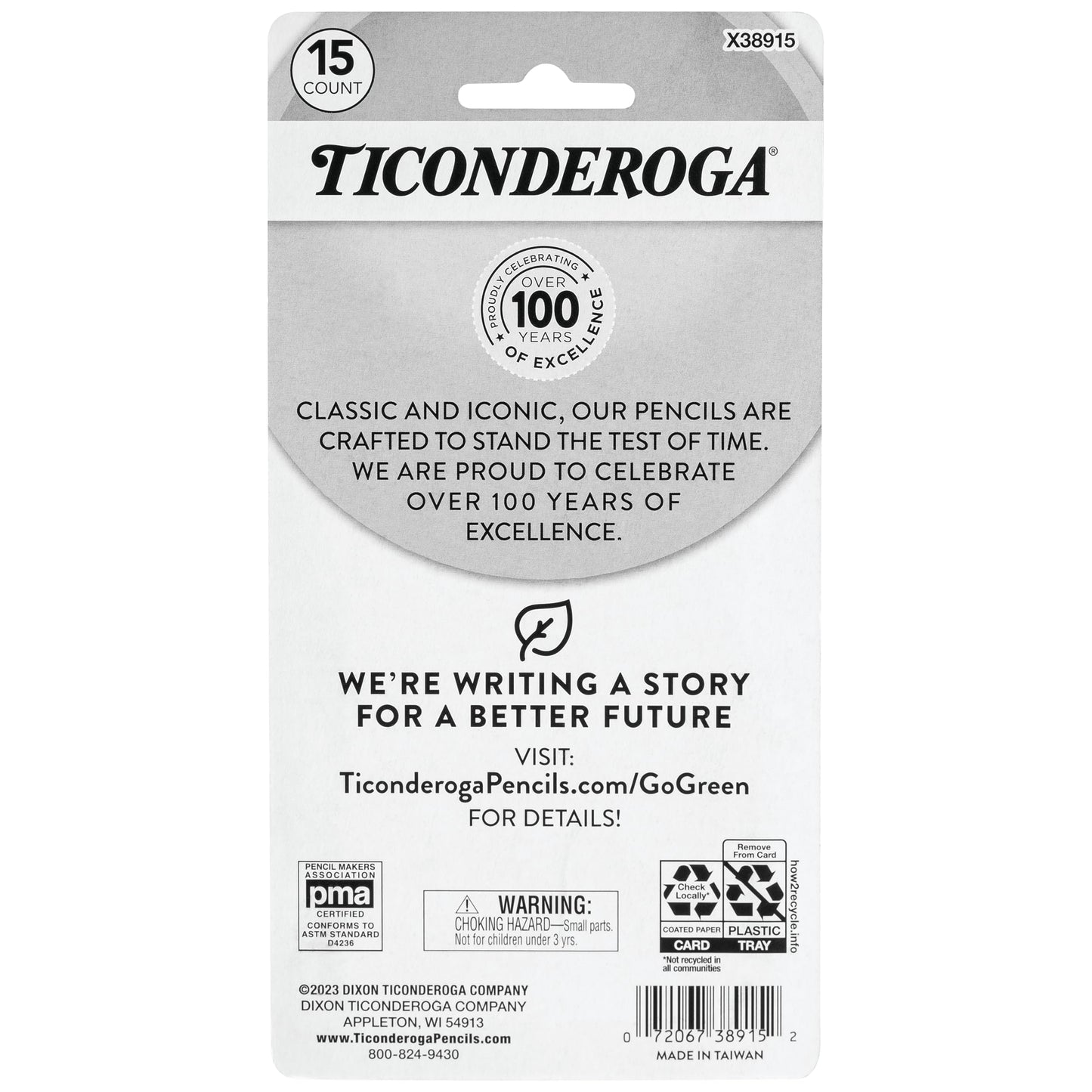 Ticonderoga Assorted Erasers, Pastel Colors, 15 Count