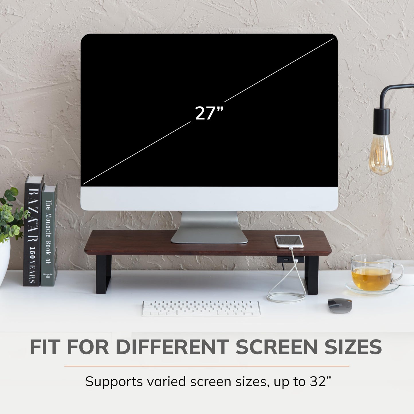 Anji Mountain Monitor Stand - Desktop Organizer & Laptop Riser, Ergonomic Monitor Riser, Space-Saving Monitor Stand for Desk, Durable Construction