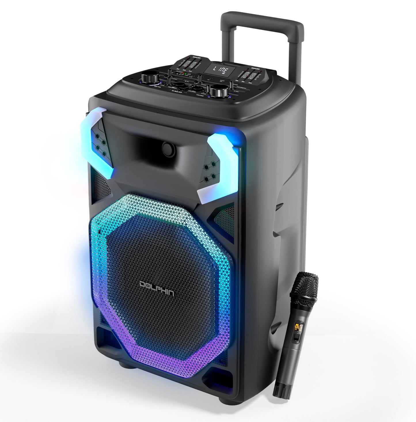 Dolphin X-BASS Portable Party Bluetooth Speaker with Bass Boost, LED Lights, & 100 RMS Watts of Power, 25-Inch Tall