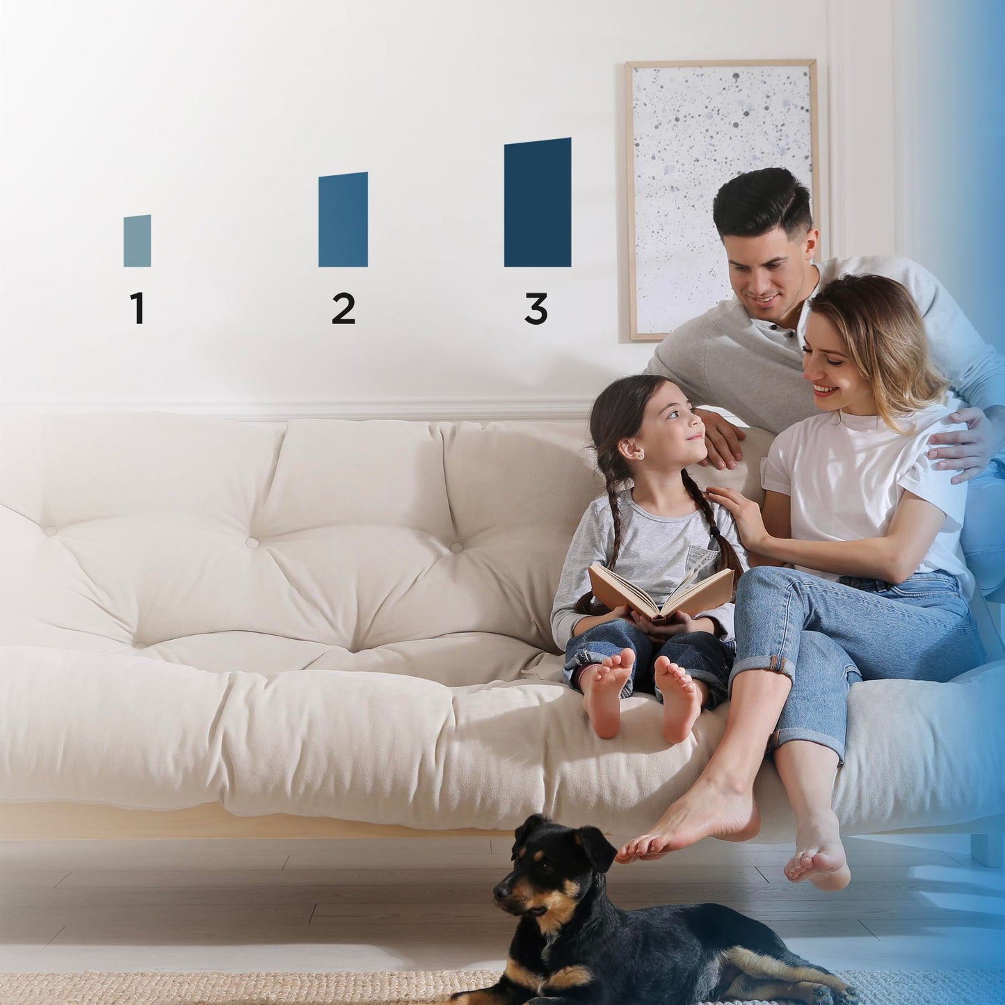 Midea Oscillation Tower Fan with IOT 42inch Timer Remote Control FZ10-21CR, Compact, Blue