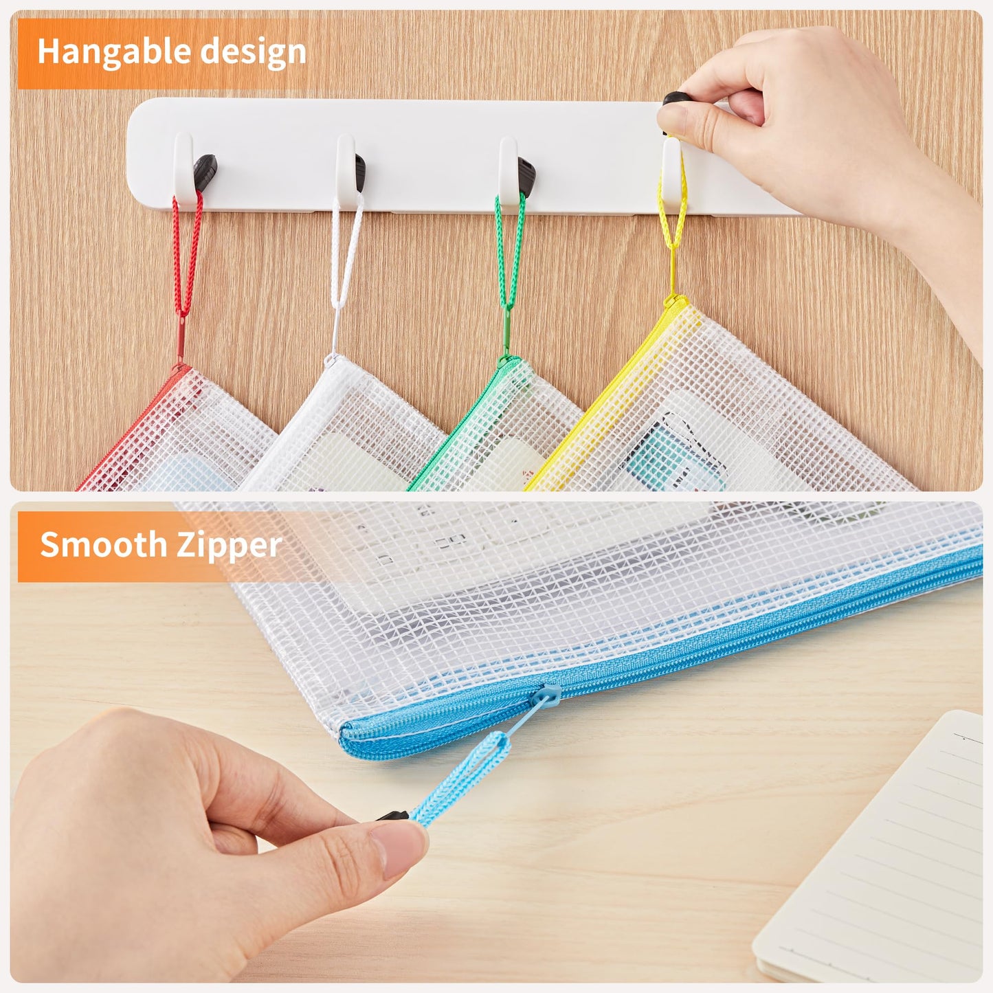 JARLINK A4 Mesh Zipper Pouch Bags, 72 Pcs Waterproof Zipper Pouch Bags