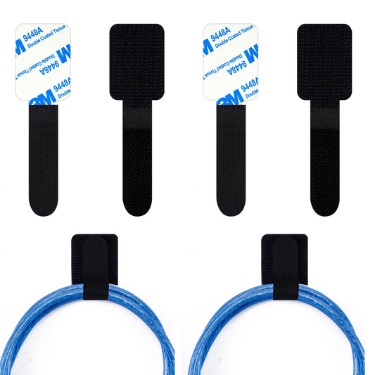 40pcs Hook and Loop Cable Ties Under Desk Cable Management Desk Cord Organizer Adhesive Cable Clips Straps Sticky-Back Wire Organizers for Office