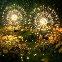 SEEWELUMI Solar Garden Lights Outdoor Decor Waterproof, 2Pack 120LED Firework Lights for Garden Decorative, Fairy Lights Solar Powered for Yard