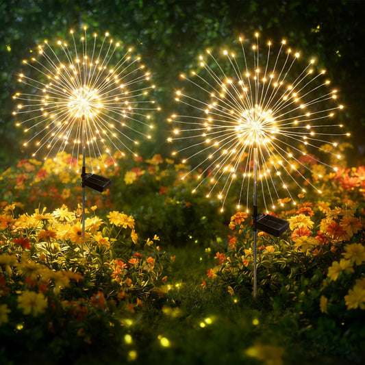 SEEWELUMI Solar Garden Lights Outdoor Decor Waterproof, 2Pack 120LED Firework Lights for Garden Decorative, Fairy Lights Solar Powered for Yard