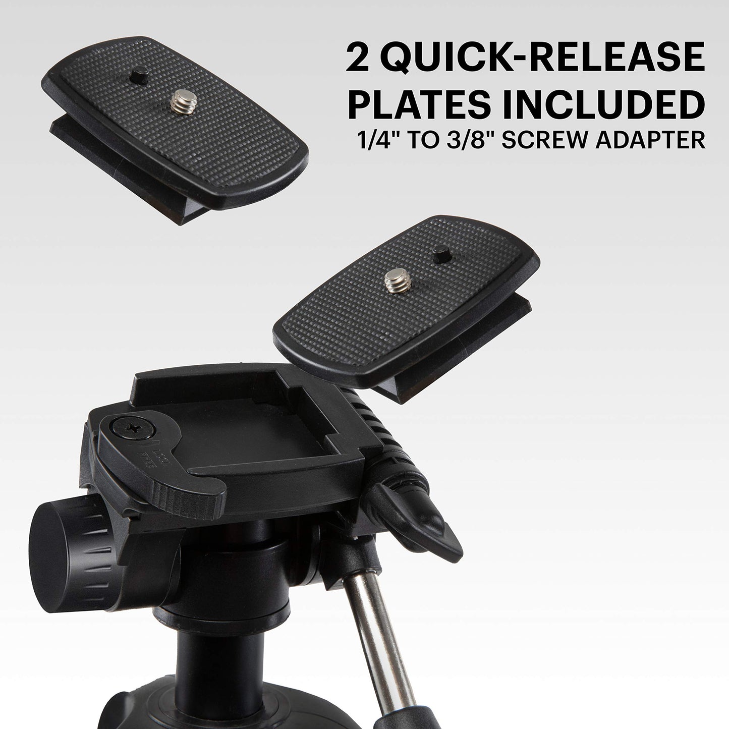 Kodak PhotoGear 2-in-1 Tripod & Monopod | Lightweight 70” 4-Section Flip-Lock Aluminum Stand Converts to 64.5” Monopod | QuickRelease Plates 3-Way