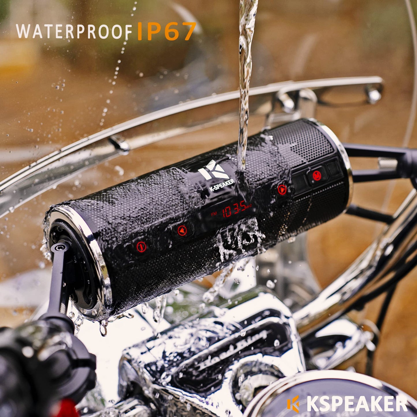 KSPEAKER Motorcycle Speakers Bluetooth Waterproof Radio Audio System Built-in Amplifier, 3 Inch Metal Mp3 Player, Great for ATV, Scooter Bike,12 Volt