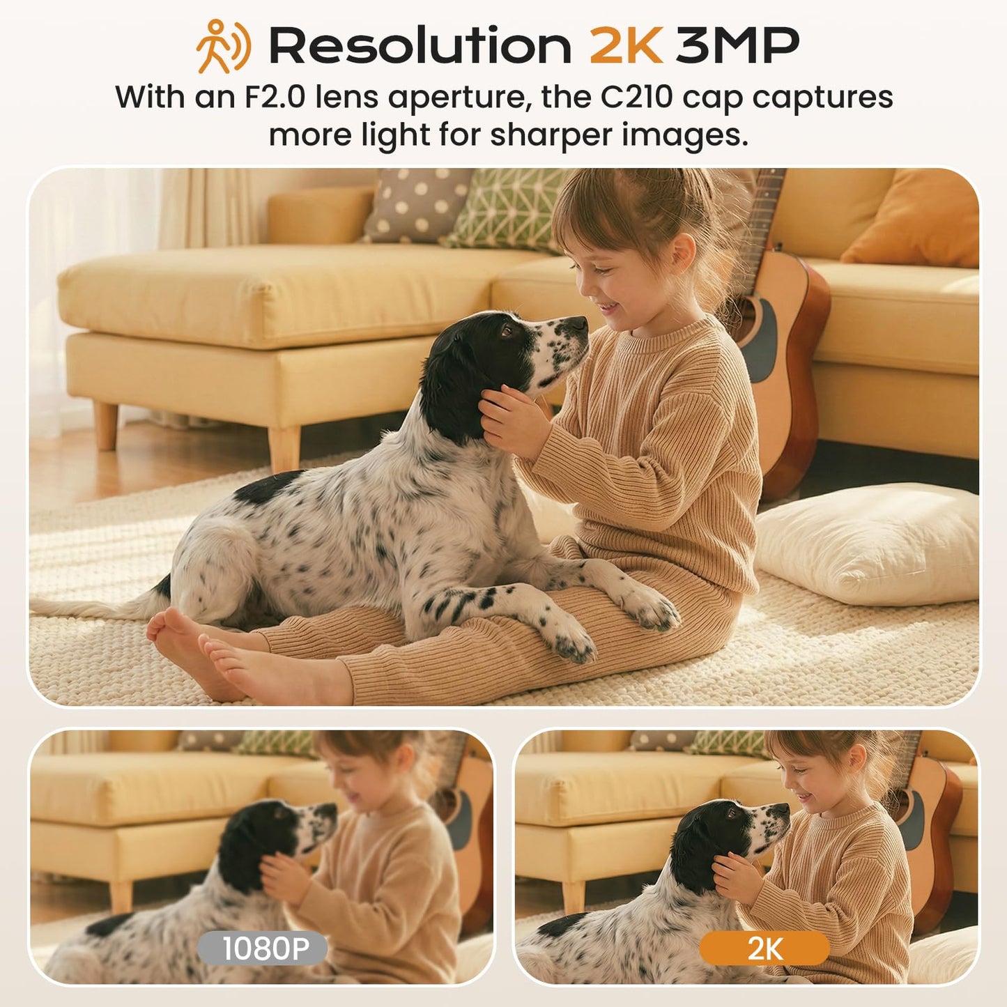 2K Indoor Security Camera, 5G&2.4G WiFi Cameras for Home Security, 360°Pan/Tilt Baby/Dog/Pet Camera, 911 Emergency, 2-Way Talk, AI Descriptive