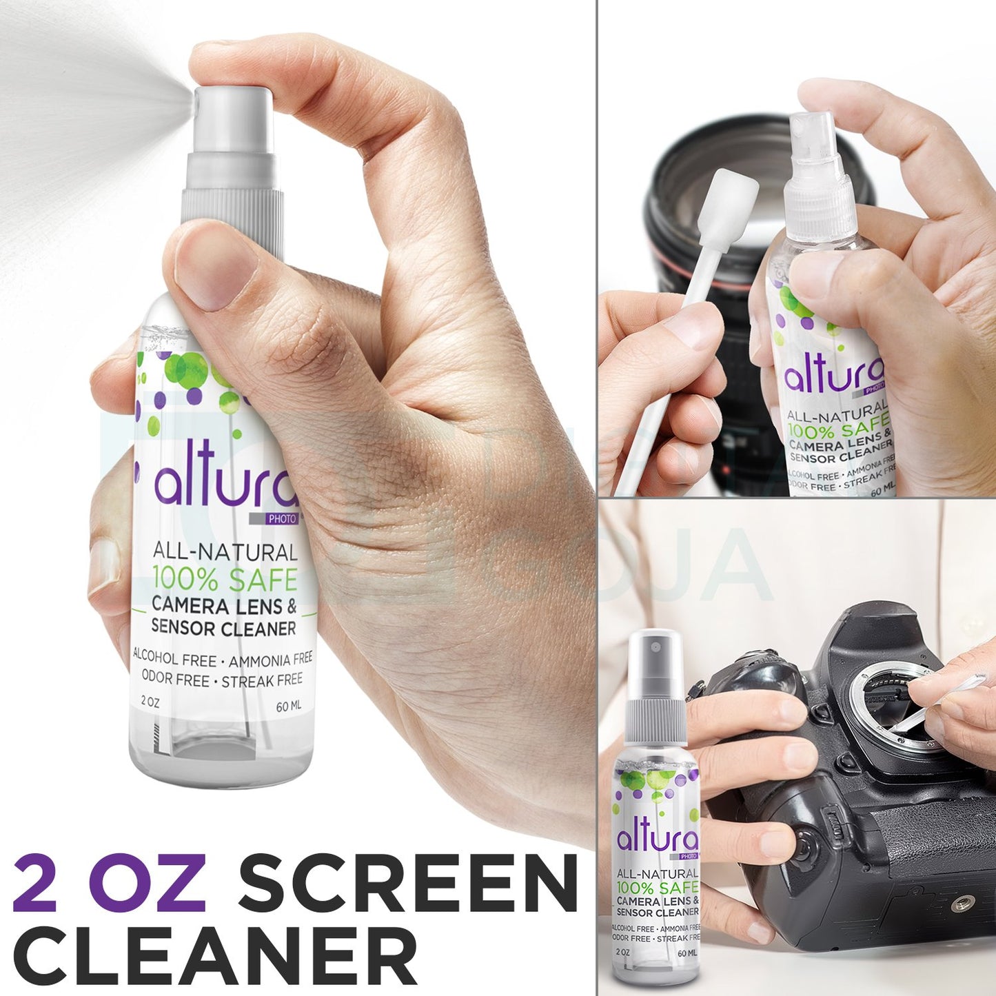 Altura Photo Camera Cleaning Kit - All Natural Lens Cleaner, Brush, Pen, Blower, Microfiber Cleaning Cloths, Tissue Wipes for Canon Nikon Sony Fuji