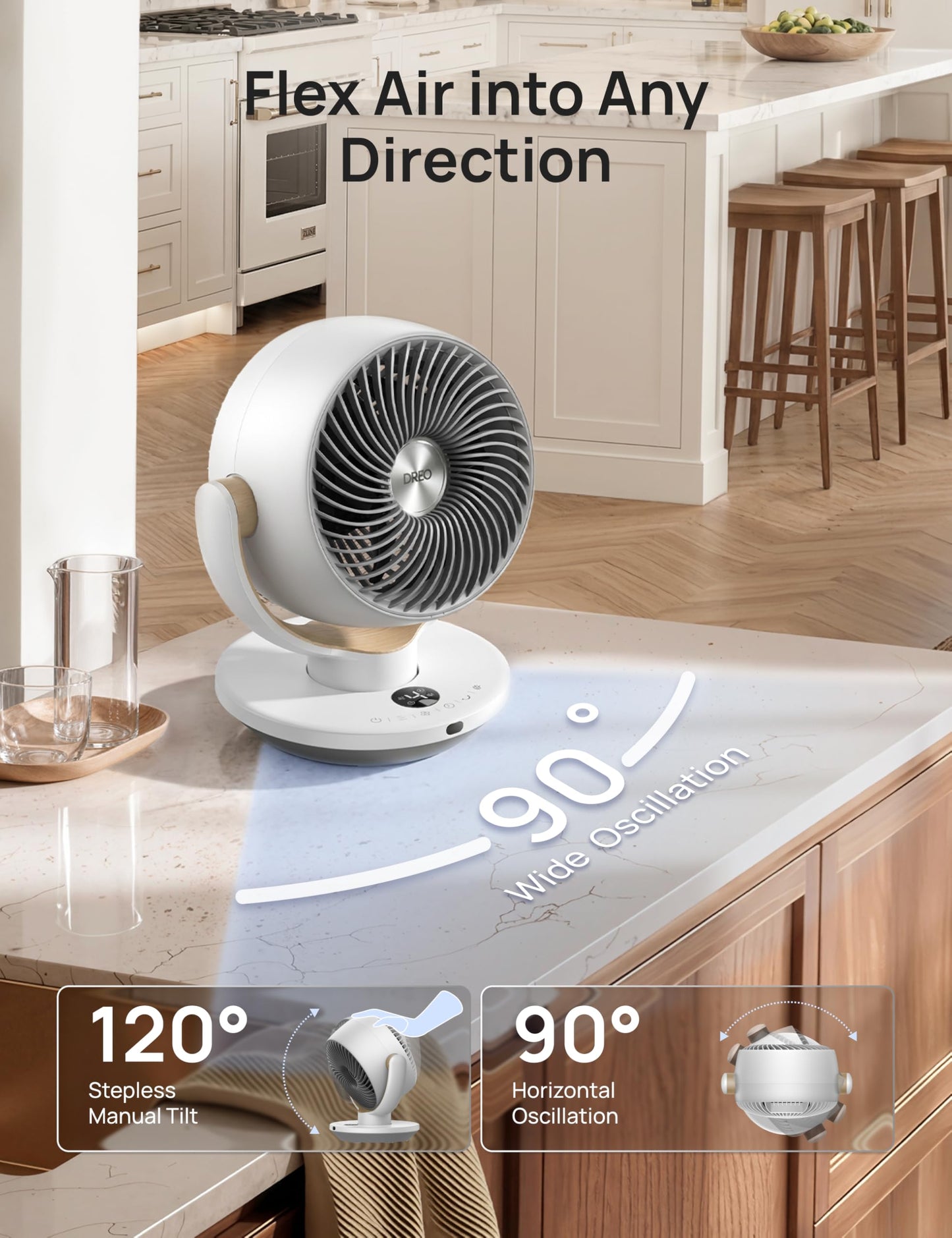 DREO Fan for Bedroom, Desk Air Circulator Fans with Remote, 11 Inch Table Fan for Whole Room, 65ft Powerful Airflow, 120° Vertical Manual and 90°