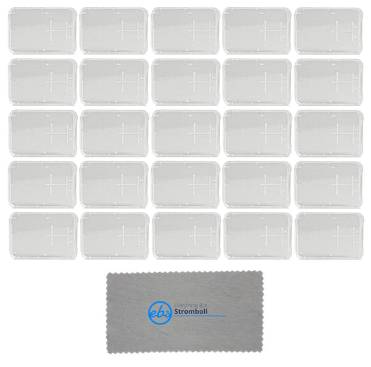 25 Pack Micro SD Micro SDHC Memory Card Plastic Storage Jewel Case with (1) Everything But Stromboli MicroFiber Contact Cleaning Cloth