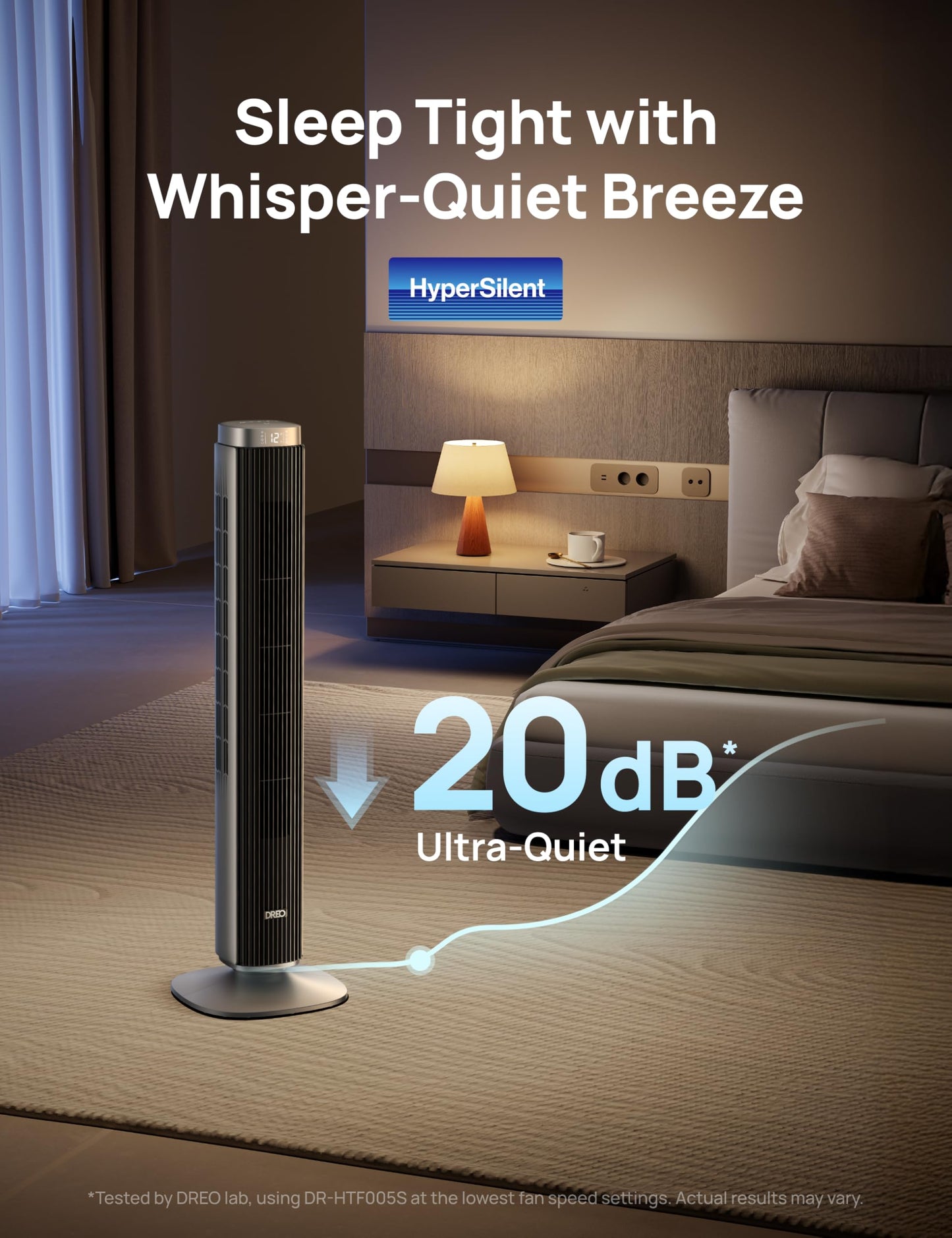 DREO Smart 42'' Tower Fan for Bedroom, 12 Speeds, 20dB Quiet Standing Fan
